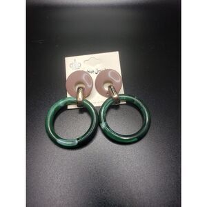Green lightweight hoop Earrings